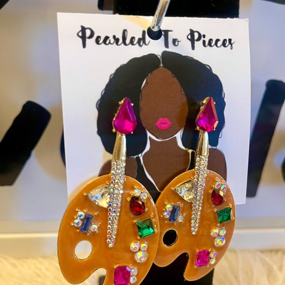 Large Paint Brush Earrings - Picture 2 of 3